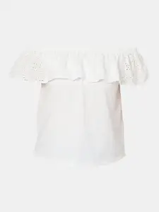 Vero Moda White Schiffli Off-Shoulder Bardot Top