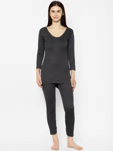 MACK JONNEY Women Black Solid Thermal Top