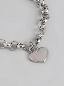 Peora Women Silver-Plated Heart Charm Bracelet