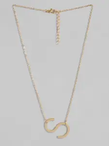 Peora Gold-Plated Alphabet S Personalized Name Pendant with Chain