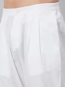 See Designs Men Blue & Whie Handloom Ikat Woven Design Pure Cotton Kurta with Pyjamas