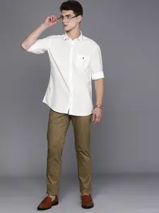 Louis Philippe Sport Men White Solid Slim Fit Casual Shirt