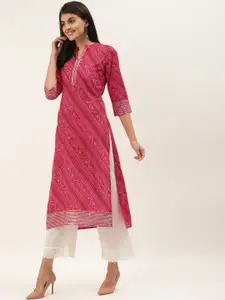Varanga Women Pink Bandhani Printed Kurta