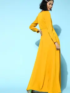 Berrylush Yellow Crepe Maxi Dress