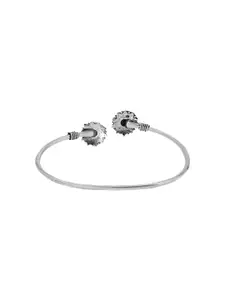 TEEJH Women Silver-Toned Oxidised Cuff Bracelet