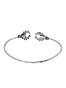 TEEJH Women Silver-Toned Chandrika Oxidised Silver-Plated Kada Bracelet