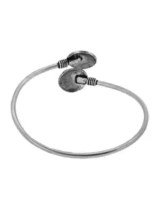 TEEJH Women Silver-Toned Oxidised Silver-Plated Cuff Bracelet