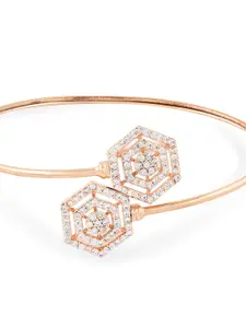 AMI Women Set of 2 Rose Gold & White Brass Cubic Zirconia Bracelet