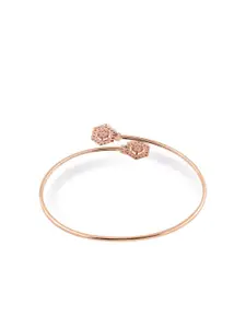 Ami Set of 2 Rose Gold Contemporary Cubic Zirconia Brass Bracelets