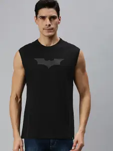 The Souled Store Men Black Batman Printed Slim Fit Training or Gym T-shirt