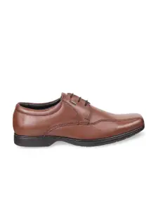 Mochi Men Brown Solid Leather Formal Derbys
