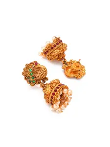 aadita Gold-Toned and Plated Contemporary Jhumkas Earrings