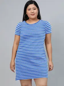 Tokyo Talkies Blue Striped T-shirt Dress