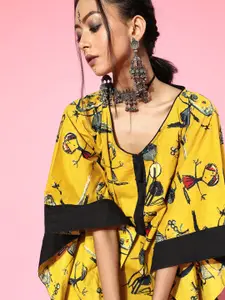 InWeave Women Beautiful Mustard Conversational Kaftans Dress