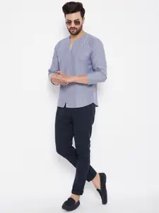 even Men Grey Solid Pure Cotton Kurta