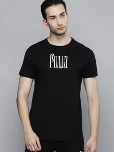 Puma Men Black Typography Printed Downtown Graphic Pure Cotton T-shirt