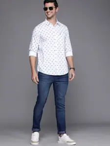 Allen Solly Men White & Blue Floral Printed Modern Slim Fit Casual Shirt