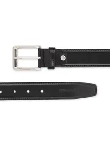 Peter England Men Black Solid PU Casual Belt