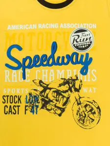 Todd N Teen Boys Yellow & Black Printed T-shirt with Trousers