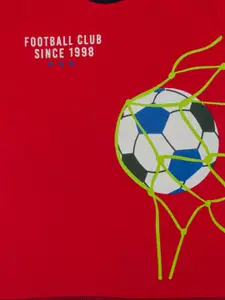 Todd N Teen Boys Red & Black Printed T-shirt With Shorts