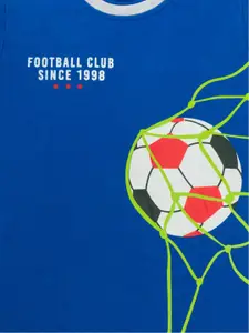 Todd N Teen Boys Blue & Grey Melange Printed T-shirt with Shorts