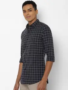 Allen Solly Men Black Slim Fit Windowpane Checks Opaque Checked Casual Shirt
