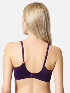 Van Heusen Women Blackberry Cordial Solid Plush Back No Slip Strap Flexi Wire T-Shirt Bra