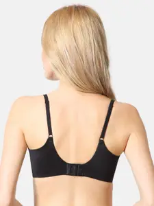 Van Heusen Women Black Solid Plush Back No Slip Strap Flexi Wire T-Shirt Bra