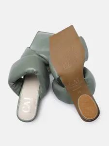 CAI Women Green Solid Marshmallow Block Sandals