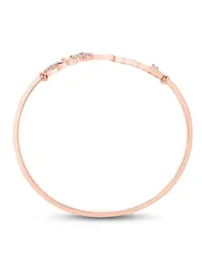 Zaveri Pearls Set Of 2 White Brass Cubic Zirconia & Rose Gold-Plated Kada Bracelet