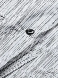 Cottinfab Women White & Black Striped Double-Breasted Blazer