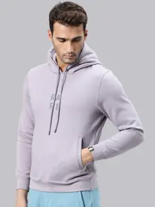 RARE RABBIT Men Loggs Slim Fit Lavender Hooded Sweatshirt
