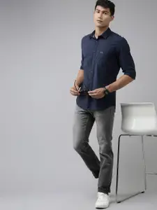 U.S. Polo Assn. Denim Co. Men Navy Blue Solid Slim Fit Pure Cotton Casual Shirt