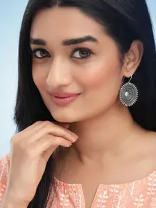 Anouk Silver-Toned & Silver-Plated Contemporary Drop Earrings