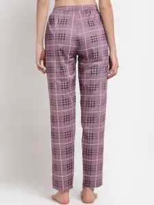 Claura Women Purple Checked Cotton Lounge Pant