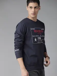 Roadster Men Navy Blue Brand Logo Print Sweatshirt