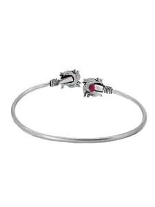 TEEJH Women Silver-Toned Oxidised Cuff Bracelet