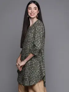 Biba Women Green Ethnic Motifs Printed Kurta