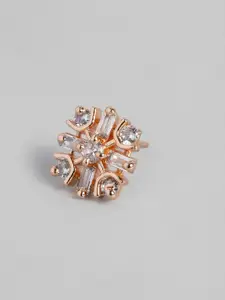 I Jewels Women Rose Gold Floral Studs Earrings