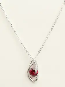 Clara 92.5 % Pure Sterling Silver Rhodium-Plated Silver-Toned Pendant with Chain