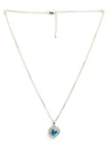 Clara Women Silver Rhodium-Plated Cubic Zirconia Studded Pendant With Chain