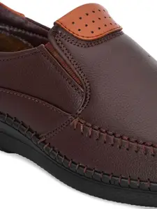 INVICTUS Men Brown & Tan Solid Slip-On Formal Shoes
