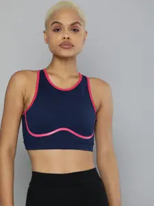 HRX By Hrithik Roshan Women Medieval Blue Solid Rapid-Dry Training Sports Bra