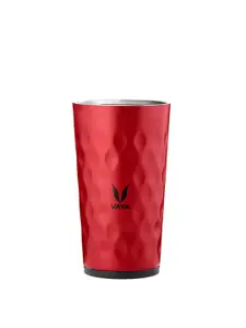 Vaya Red & Black Solid Stainless Steel Double Wall Water Bottle 350 Ml