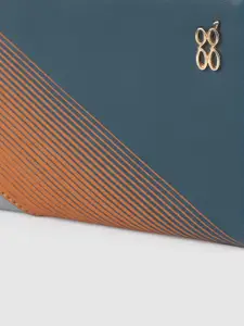 Baggit Women Blue & Mustard Yellow Striped Zip Around Wallet