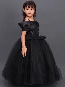 Pink Chick Black Embellished Satin Dress