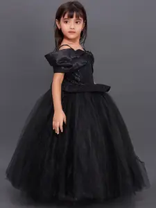 Pink Chick Girls Black Embellished Sequined Peplum Dress