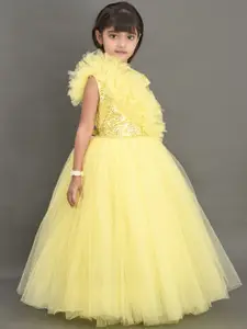 Pink Chick Girls Yellow Net Maxi Dress