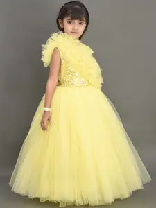 Pink Chick Yellow Net Maxi Dress