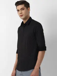 Louis Philippe Sport Men Black Slim Fit Opaque Printed Casual Shirt